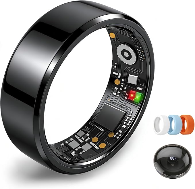 Smart Ring for Women Men,Fitness Tracker Ring,Heart Rate,Blood Oxygen,Step Tracker,Sleep Tracker,Meditation Assistance,No Subscription Fee,IP68 Waterproof,2026 New (Black 12)