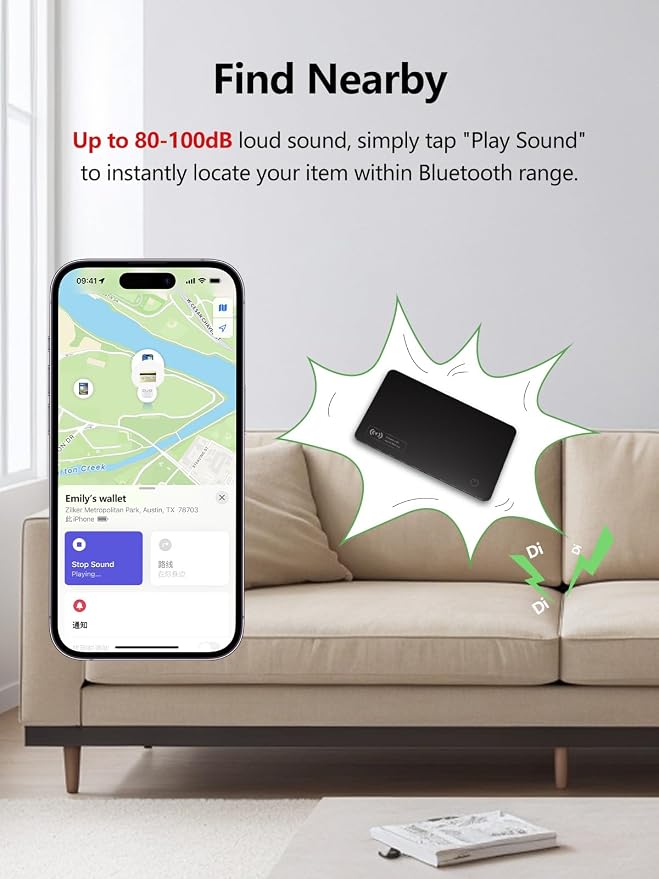 Wallet Tracker Card Work with Apple Find My, Ultra-Slim Rechargeable Tracking Card Credit Card Tracker for Wallet, Luggage, Passport (for iOS, 1 Pack)