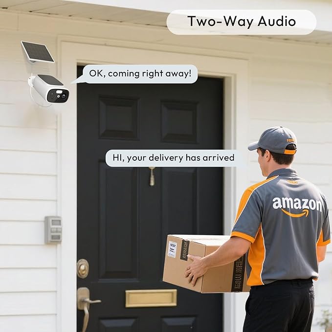 2.4G/5G WiFi Camera for Home Security with Double Solar Panels, 2K Solar Security Camera Wireless Outdoor, Color Night Vision, 2-Way Talk, Spotlight, Siren,IP66, Cloud/SD, AI Detection, Works w/Alexa