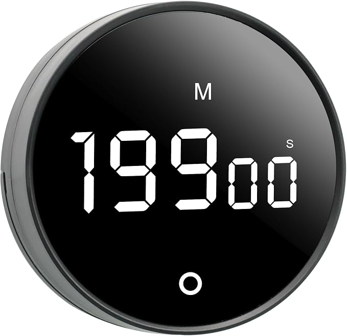Digital Kitchen Timer - Magnetic 199-Minute Countdown Countup Timer with Large LED Display,Volume Adjustable, Visual timers for Cooking,Gym,Meeting,Classroom,Study,Work,Outdoor Activities,Black