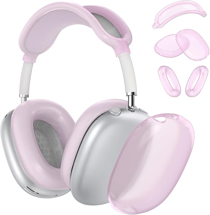 Silicone Case Cover for AirPods Max Headphones,Ear Pad Case Cover/Ear Cups Cover/Headband Cover for AirPods Max 2/1 (2026/2024/2020) (USB-C/Lightning), Accessories for Apple AirPods Max 2, Foggy Pink