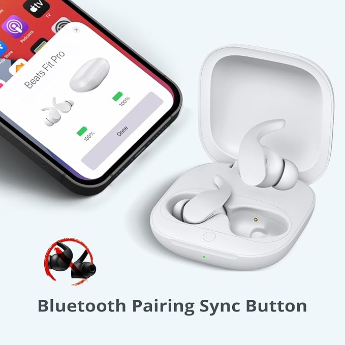 Charging Case Replacement Compatible for Beats Fit Pro, Wireless Charger Case with Sync Button, 700mAh Built-in Battery, Charge Earbuds 3 Times, White