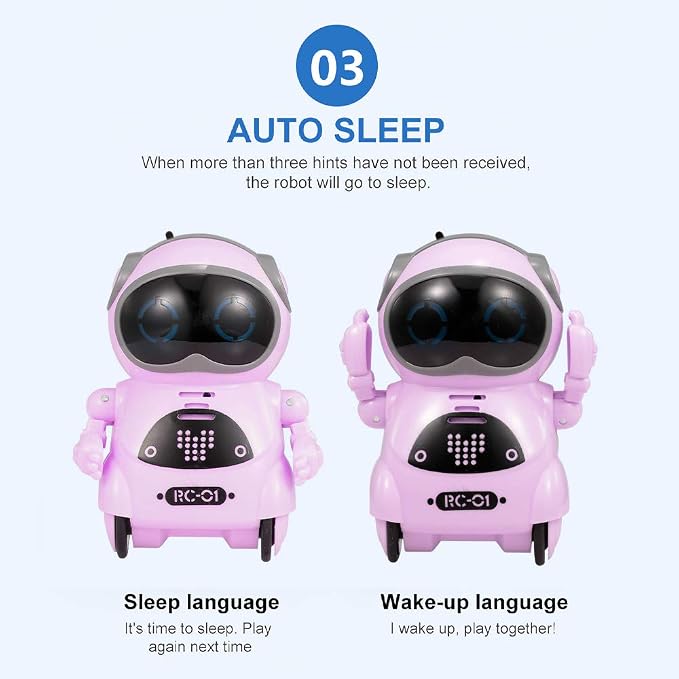 GoolRC Mini Pocket Robot, with Interactive Dialogue Conversation, Voice Recognition, Singing and Dancing, Electric Small Robot Gift (Pink)