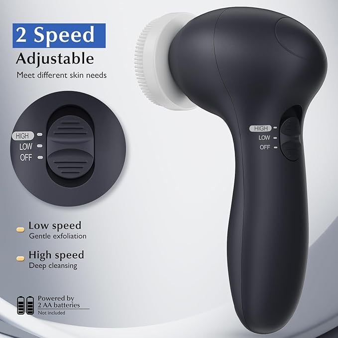 COSLUS Facial Cleansing Brush Silicone Face Scrubber:Electric Exfoliating Silicone Electric Exfoliator Scrubber