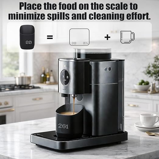 Digital Coffee Bean Scale Cup with LED Display, High-Precision Espresso Scale & Digital Coffee Bean Scale with Cup, Smart Coffee Scale for Home Baristas,Black
