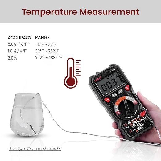 KAIWEETS Digital Multimeter TRMS 6000 Counts Voltmeter Auto-Ranging Fast Accurately Measures Voltage Current Amp Resistance Diodes Continuity Duty-Cycle Capacitance Temperature for Automotive