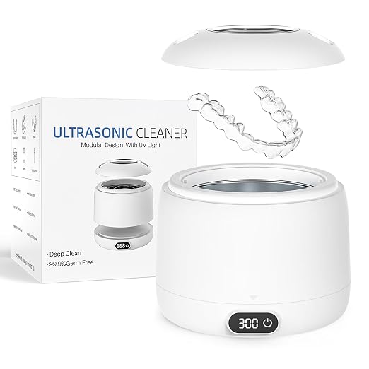 Upgraded Ultrasonic Retainer Cleaner Machine,45kHz Professional Dental Cleaning Pod with Digital Timer & 200ML Capacity,Deep Cleaning for Denture,Night Guard,Aligner,Toothbrush,Jewelry and More(White)