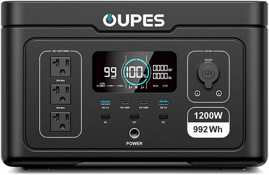 OUPES Exodus 1200 Solar Generator with 240W Panels Included, – 992Wh 1200W LiFePO4 Battery Power Station with Dual PD 140W Type-C, Smart App Control, UPS, Ideal for Camping, RV, Home Emergency