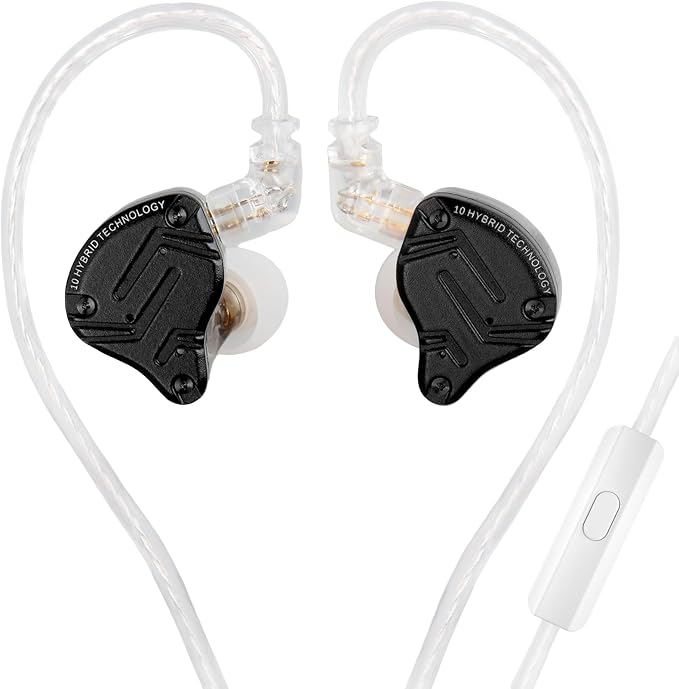 KZ ZS10 Pro X Gaming Earbuds, KZ in Ear Monitor,Upgraded 4BA 1DD in Ear Monitor Wired Headphone Multi Driver IEM Earphone with Silver-Plated Recessed 2Pin Cable for Audiophile (Dark, with Mic)