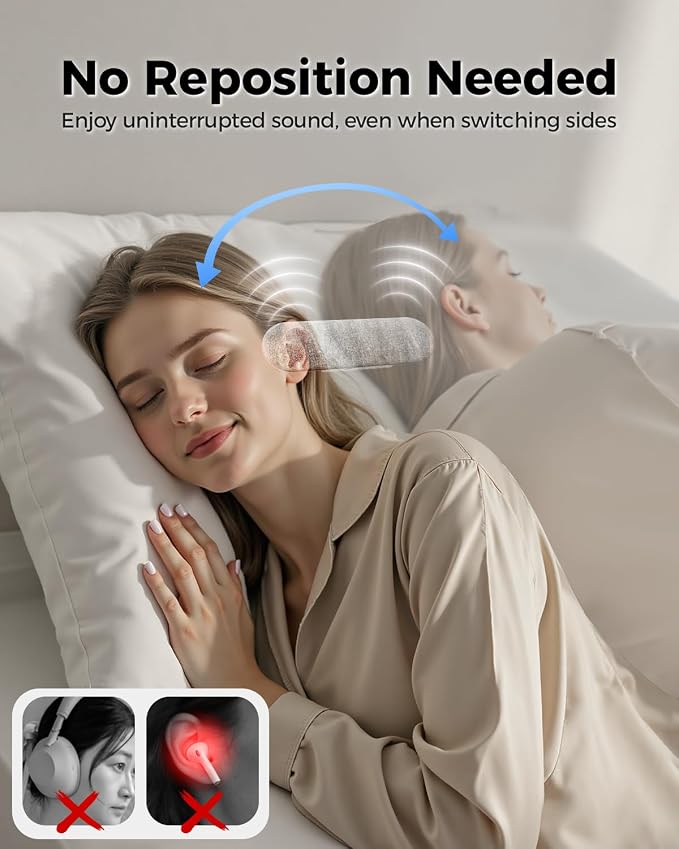 Pillow Speaker for Sleeping with Dual Speakers, Wireless Bluetooth Under-Pillow Sleep Sound Machine, Built-in 16 White Noise, 15-Hour Battery Life, Auto-Off Timer, Rechargeable, for Adults Kids