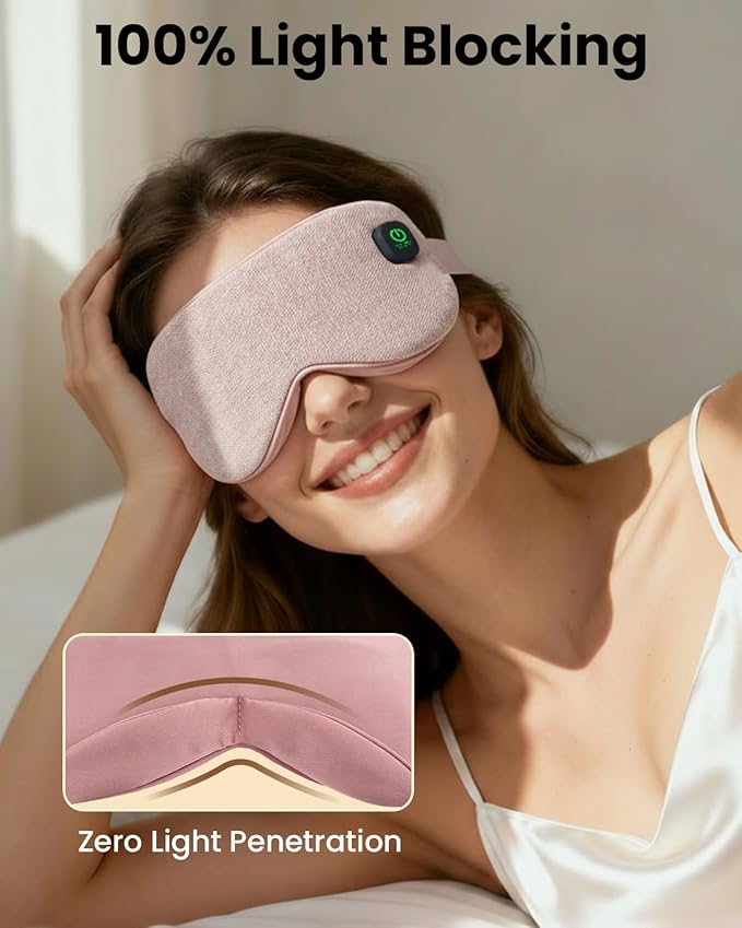 Cordless Heated Eye Mask with 1500mAh Large Battery, 4 Heat Levels & 100% Blackout for Dry Eyes Relief, Fast Heating Eye Heating Pad with 2 Washable Covers for Sleep, Travel, MGD, Blepharitis
