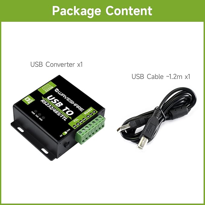 Waveshare USB to RS232 / RS485 / TTL Industrial Isolated Converter with Original FT232RL Embedded Protection Circuits and Aluminium Alloy Enclosure for Industrial Control Equipments