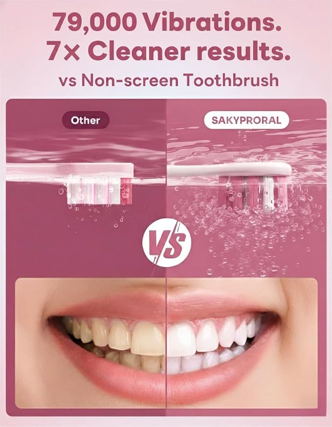 SAKYPRORAL G5S Electric Toothbrush (Pink) + Ultra White Toothpaste