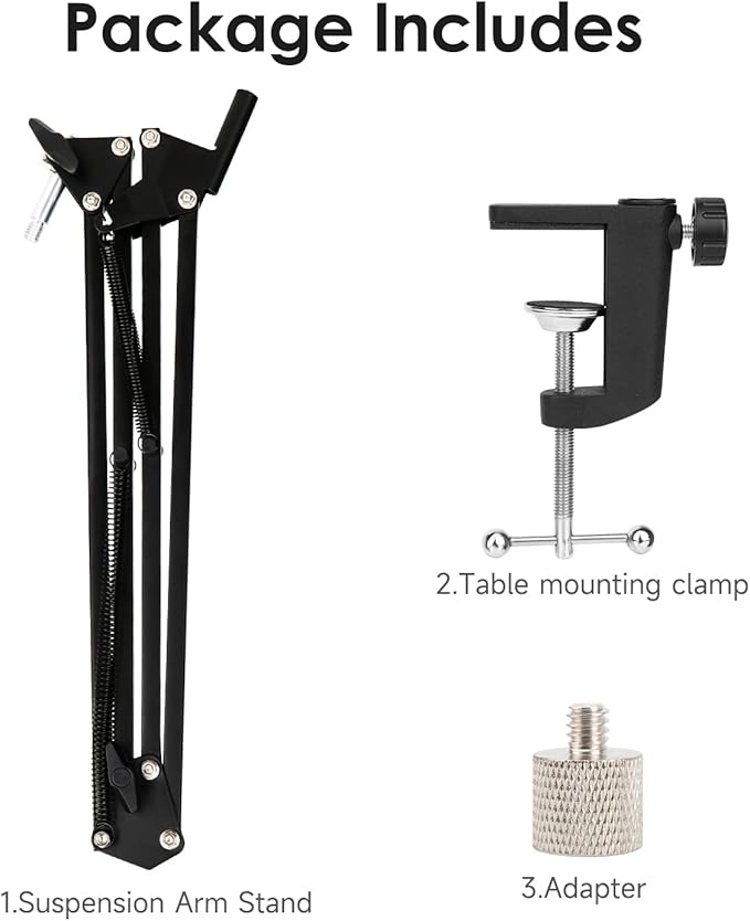 For Elgato Wave 3 Boom Arm, Mic Stand Compatible with Elgato Wave 3 Razer Seiren X Shure SM7B MV7 HyperX QuadCast S SoloCast AT2020 Blue Yeti Fifine AM8 K669B and Other Microphone