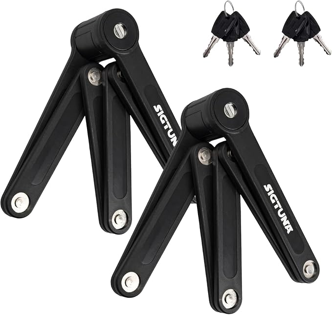 SIGTUNA Folding Bike Lock - Hardened Steel 8mm Fold-Up Heavy Duty Bike Lock with Easy Mounting, Secure Lock and Anti-Scratch Coating - Easily Keep Bike Secure and Paintwork Undamaged - Bicycle Lock