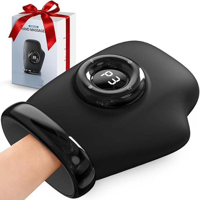 Hand Massager with Heat & Compression, Individual Finger Massage, Touch Screen & Large Display, 3 Modes 3 Intensity Levels, 3 Heat Settings, Rechargeable for Arthritis Carpal Tunnel Relief