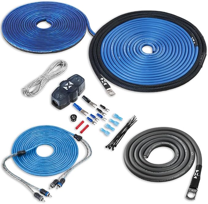 NVX True 8 Gauge AWG 100% OFC Complete Amplifier Wiring Kit with 2-Channel RCA Cable - XKIT82