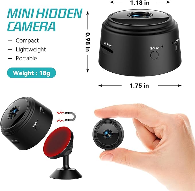 Hidden Camera Surveillance Monitor - WiFi Nanny Cam with 1080P Night Vision, Motion Detection, and Smartphone Compatibility - Indoor Spy Camera for Home/Baby/pet/Office