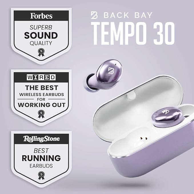 Back Bay Audio Wireless Earbuds for Small Ears, Award-Winning Sound w/Bass Mode, Durable Sweatproof Bluetooth Earbuds, Comfortable for All Ears