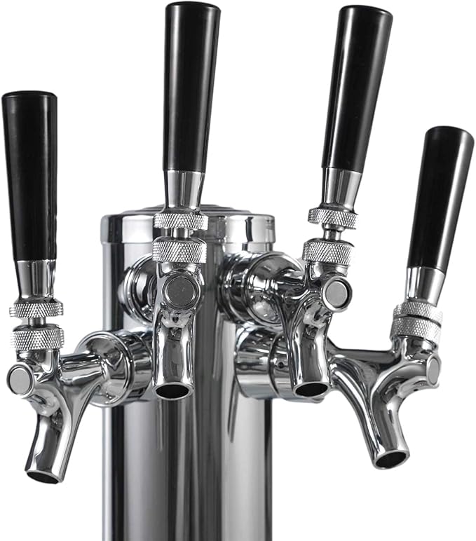 LUCKEG Four Tap Beer Dispenser Tower Brand 3 inch Beer Kegerator Beer Tower with 4 Beer Faucet for Home Brewing Beer Kegging