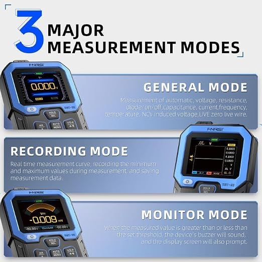 FNIRSI DMT-99 Digital Multimeter 9999 Counts TRMS, Rechargeable Auto-Ranging Volt Meter with Recording and Monitoring Data Mode, Resistance, Capacitance, Diode, Frequency, NCV, Current Voltage Tester