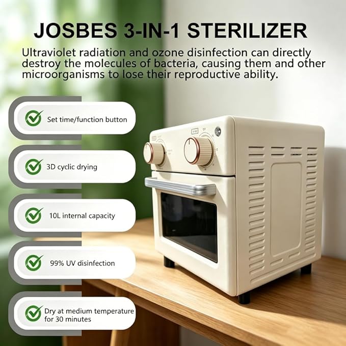 Sterilizer Tools, 10L Drying and 3-in-1 Disinfection Tools 150W Sterilizer with Timer Disinfection Cabinet Suitable for Mother-Child Products, Towels, Hair Salons, Nail Studios (White1)