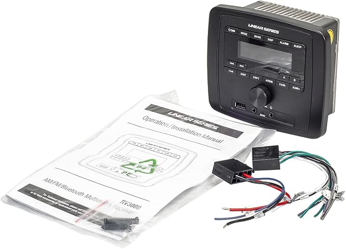 Dual-Zone Multimedia Stereo Receiver with Bluetooth/USB/AUX/AM/FM for RV, Motorcycle, Power Sports, Campers