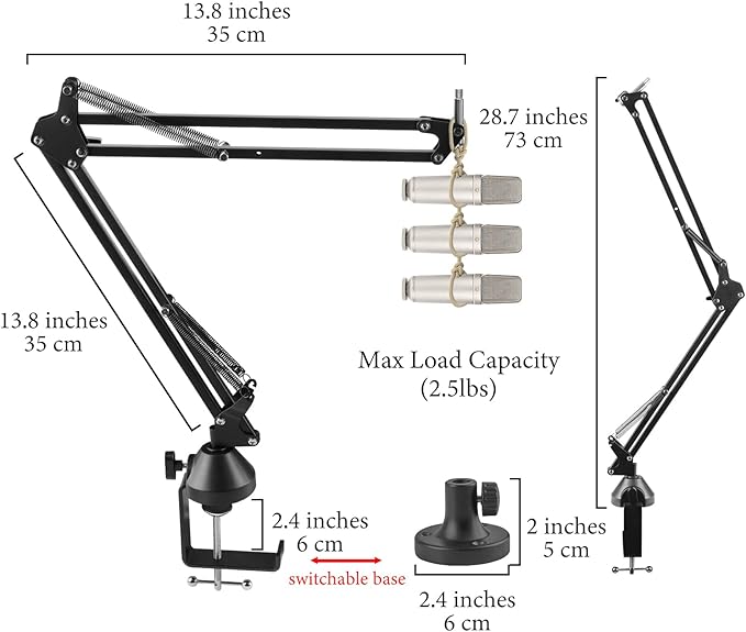 Geekria for Creators Microphone Arm Compatible with Rode NT-USB, NT1-A, NT1, Mic Boom Arm Mount with Table Flange Adapter, Suspension Stand, Mic Scissor Arm, Desk Mount Holder