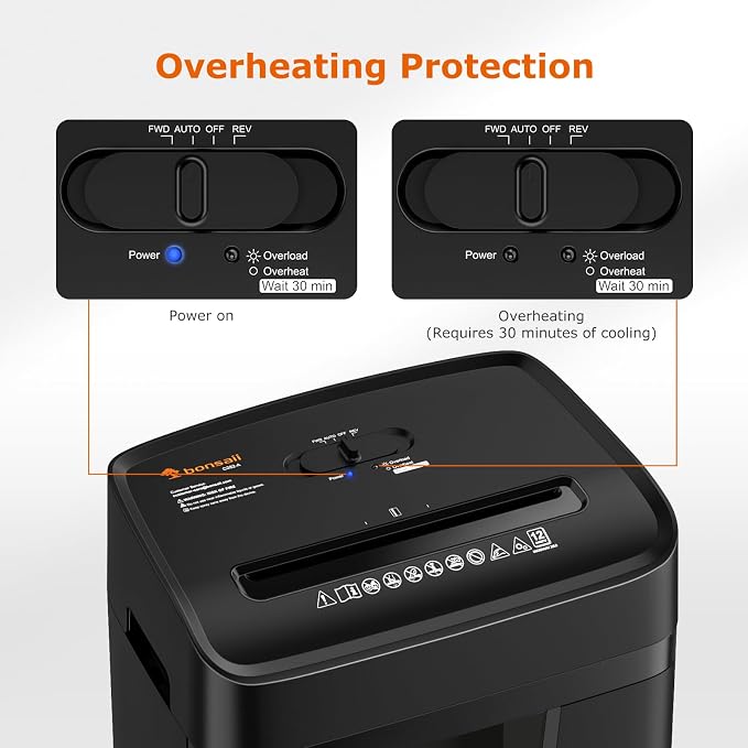 Bonsaii 12 Sheet Paper Shredder for Home Office, Heavy Duty Cross Cut Shredder with 5.5 Gal Pullout Bin, Home Shredder for CDs/Credit Card/Document/Mail, P-4 Security Level