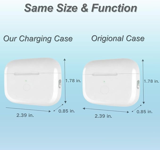 Replacement Charging Case for AirPod Pro 2 and 1 gen, Wireless Charging Cases Compatible with AirPod Pro 1st / 2nd, Wired and Wireless Charging, Bluetooth Pairing Sync, USB C Port