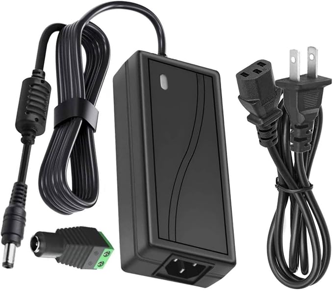 Power Supply, 12V Power Transformers, AC 100-240V to DC 12V 5A Power Supply LED Adapter, 60 Watt Max, for LED Strip Neon Rope String Lights, Computer Project, Recorder, TV Screen