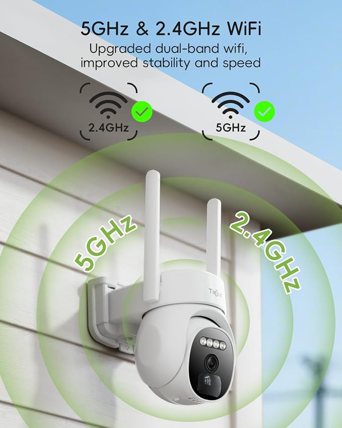 2K Solar Security Cameras Wireless Outdoor, 2.4G/5G 360° Auto Tracking Camera for Home Security, Color Night Vision/2-Way Talk/Compatible with Alexa/IP66 Waterproof