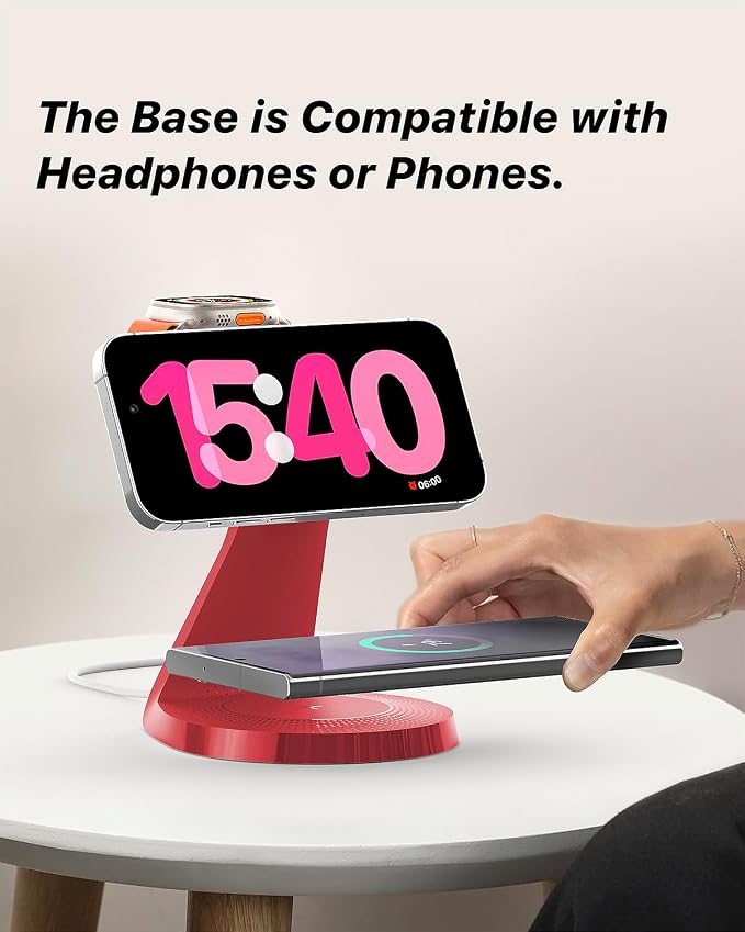 3 in 1 Charging Station for Apple Devices,Mag-Safe Charger Stand Fast Charging,Wireless Charger for iPhone 17/ Air/16/15/14/13/12 Series,& AirPods,& iWatch(USB-C Charger Included)