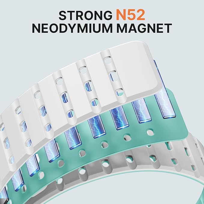 Bandletic Magnetic Silicone Band Compatible with Samsung Galaxy Watch 8 40mm 44mm / Watch 8 Classic 46mm 2025, No Gap Soft Breathable Replacement Strap for Men Women, White/Turquoise