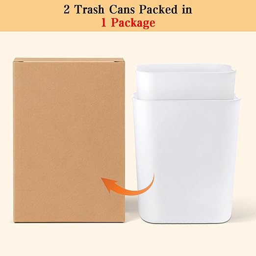 VZZNN 2 Pack Bathroom Trash Can with Lid 5Gal + 2.6Gal Bathroom Trash can - Touchless Smart Motion Sensor Trash can for Office, rv, Bedroom, Living Room, （White ）