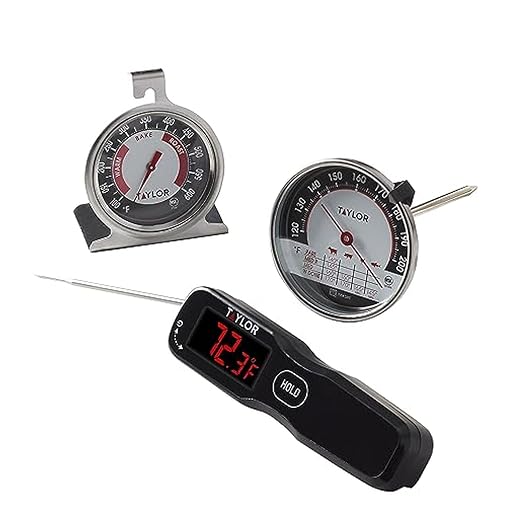 Taylor 3-Piece Kitchen and Food Thermometer Set - Digital, Analog Meat, Oven Thermometers