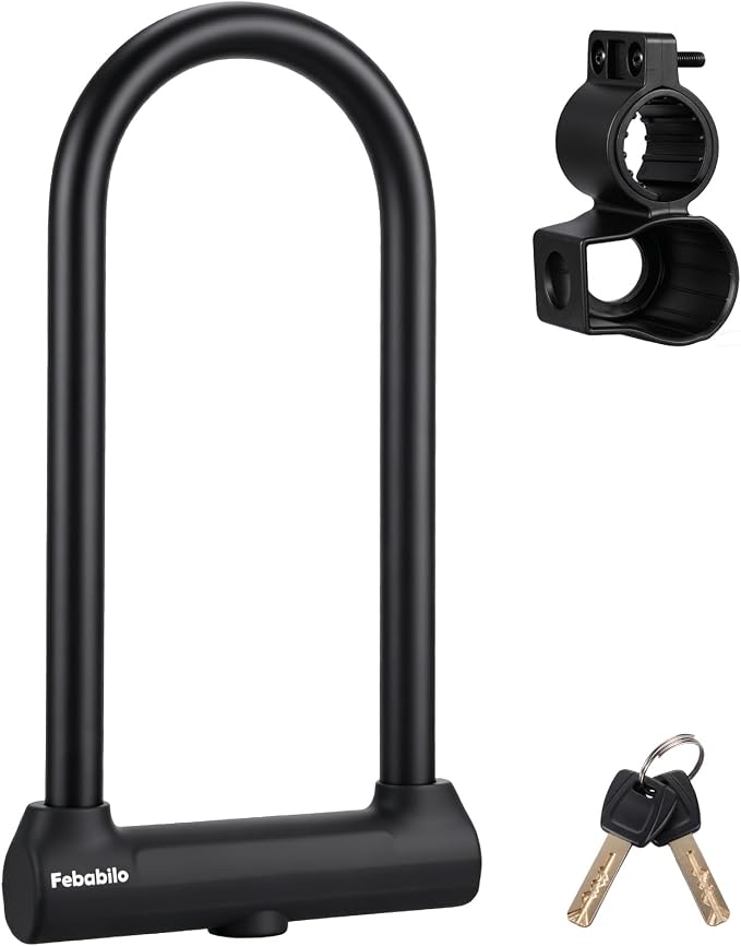 Bike Locks Heavy Duty Anti Theft,18mm Shackle High Security Bicycle U Lock with 2 Keys and Sturdy Mounting Bracket, Perfect for Electric Bike, Scooter, Motorcycle (Only U Lock, Long)