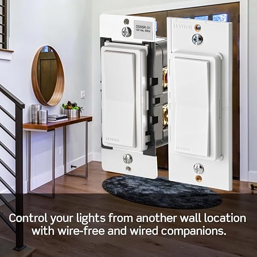 Leviton Decora Smart Switch, Wi-Fi 2nd Gen, Neutral Wire Required, Works with Matter, My Leviton, Alexa, Google Assistant, Apple Home/Siri & Wired or Wire-Free 3-Way, D215S-1RW, White (Pack of 2)