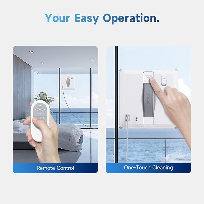 FMART W5 Mini Window Cleaning Robot, 4-Way Ultrasonic Spray, 8000Pa Suction, Ultra-Slim 2.36 in, Edge-Cleaning Route, Smart Path Planning, 9-Stage Safety, Anti-Falling