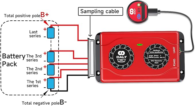 Daly Smart Battery Equalizer 20S 1A with Bluetooth App and Wire Leads and Compatible Active Balancer for Lithium Battery Rated 3.7V 3.2V 2.2V