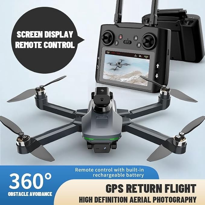 Adults GPS Drone with 4.5" Screen Remote Controller, 1080P HD Dual Lens Brushless Motor FPV RC Quadcopter, Auto Return Home, 360 Degree Flip, with 2 Batteries, Under 249g Full-Size Foldable Copter