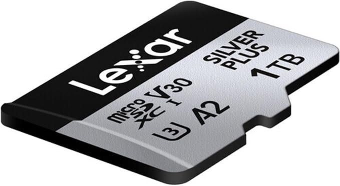 Lexar 1T Professional Silver Plus Micro SD Card, UHS-I, C10, U3, V30, Full HD & 4K, Up to 205/150 MB/s microSDXC Memory Card, for Videographers, Gamers (LMSSIPL001T-BNANU)