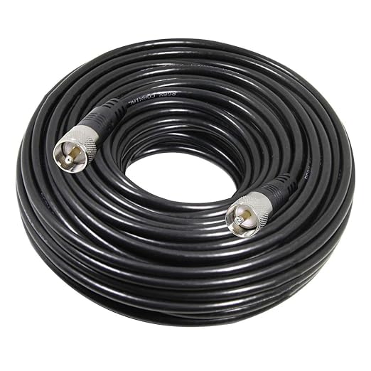 RG8x Coaxial Cable 100 ft, CB Coax Cable, UHF PL259 Male to Male Low Loss CB Antenna Cables, 50 Ohm for HAM Radio, Antenna Analyzer, Dummy Load, SWR Meter