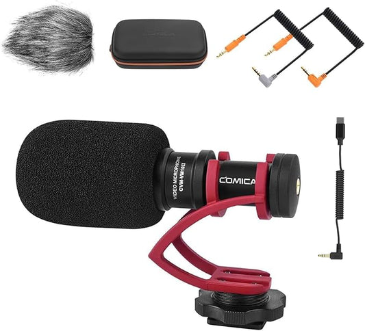 COMICA CVM-VM10II Camera Microphone with 3.5mm TRS to USB-C Audio Output Cable, Directional Microphone Cardioid Shotgun Video Camcorder Mic for Canon, Nikon, Sony,Panasonic, Cameras, Smartphone