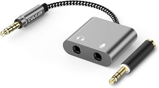 Cubilux 3.5mm TRS Audio Microphone to TRRS Male Adapter, 1/8” Headphone MIC Splitter Compatible with MacBook iPad Switch PS4 PS5 Xbox One/360 Smartphone Tablet Computer Laptop