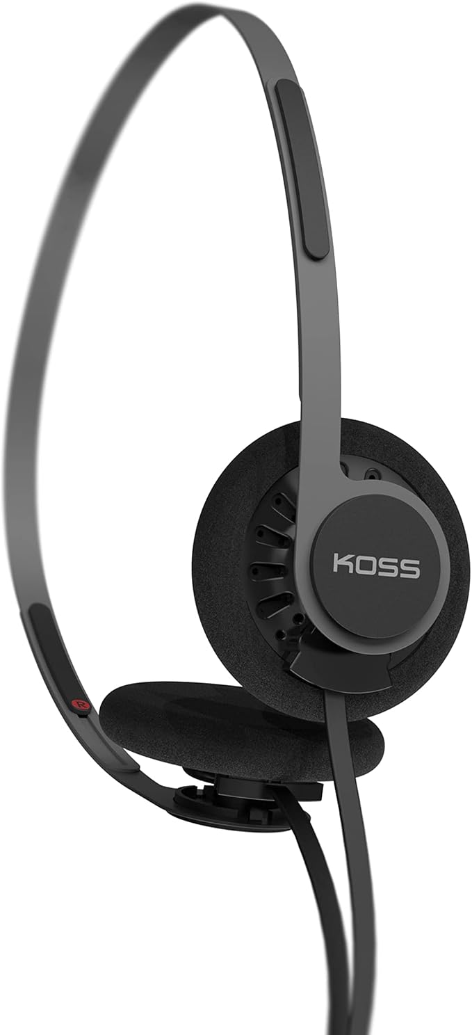 Koss KPH40 Utility On-Ear Headphones, Detachable Interchangeable Cord System, Retro Style, Ultra Lightweight Design (Stealth Black)