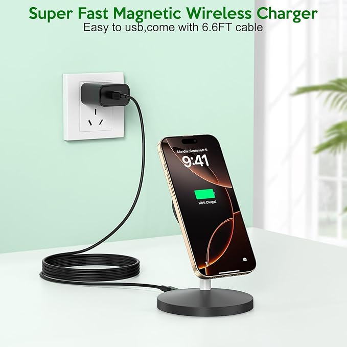 Wireless Charging Stand,2 Pack Wireless Charging Station Mag-Safe Charger Stand with 6Foot USB C Cable,iPhone Charger Stand Charging Station for iPhone 17 Pro Max/17Air/16 Plus/16 Pro Max/15/14/13/12