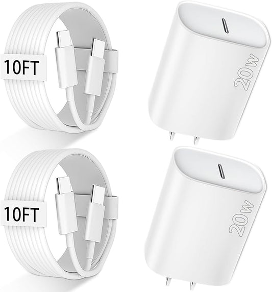 iPhone 17 16 15 Pro Max Charger Fast Charging, 10 FT iPhone Charger Fast Charging USB C Charger Cable Cord Long with 20W PD iPhone 17 Chargers Block for Apple iPhone 17/17 Pro Max/17 Air/16/15, iPad