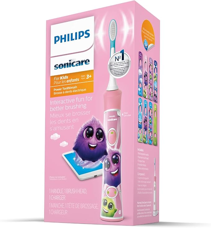 Philips Sonicare for Kids 3+ Bluetooth Connected Rechargeable Electric Power Toothbrushes, Interactive for Better Brushing