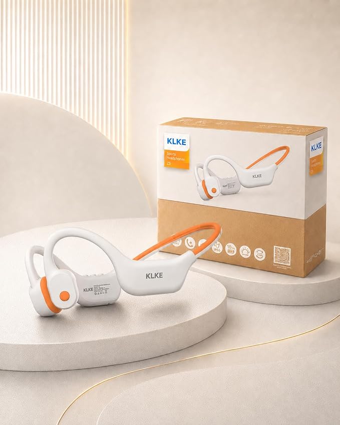 Open-Ear Bone Conduction Headphones for Running, Bluetooth Sports Headphones with Rear Safety Light, Dual Modes, Adjustable Fit, IP66 Waterproof, Mic, 10H Playtime for Gym Cycling